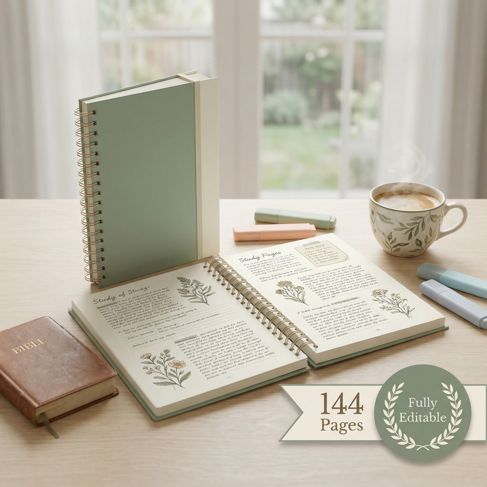 144 Pages Editable Bible Study Journal