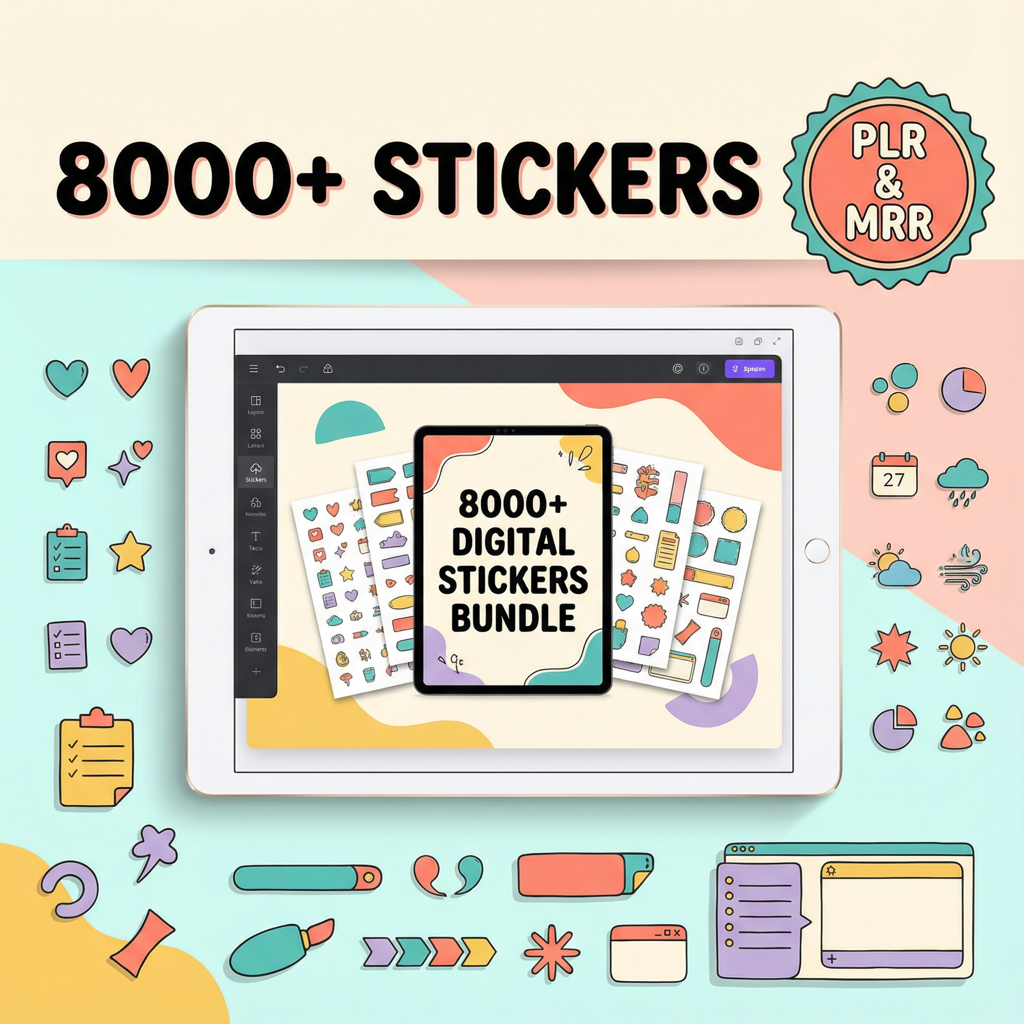 8,000+ Digital Stickers Commercial Use Bundle